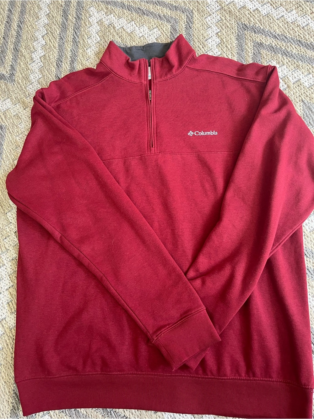 Columbia Men's Maroon Half-Zip Fleece Pullover
